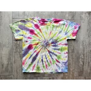 Kids Youth Casual Rainbow Tie Dye T-Shirt Cotton Tee Boys Girls Everyday Top M
